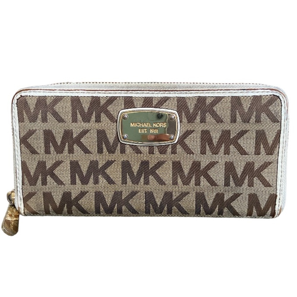 Michael Kors Signature Print Long Wallet Zip Around Organizer